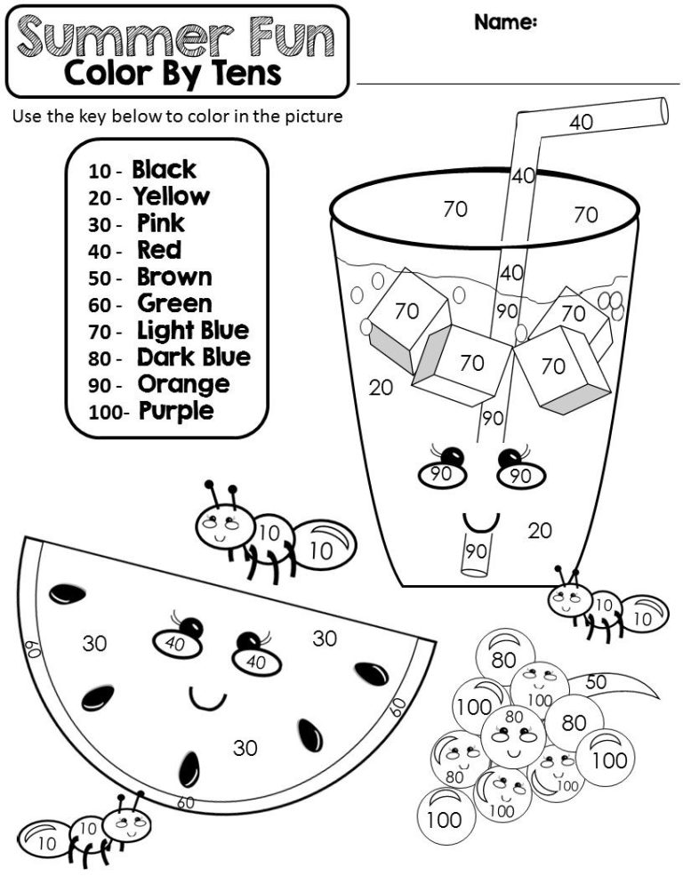 Coloring Summer Worksheets For Kindergarten