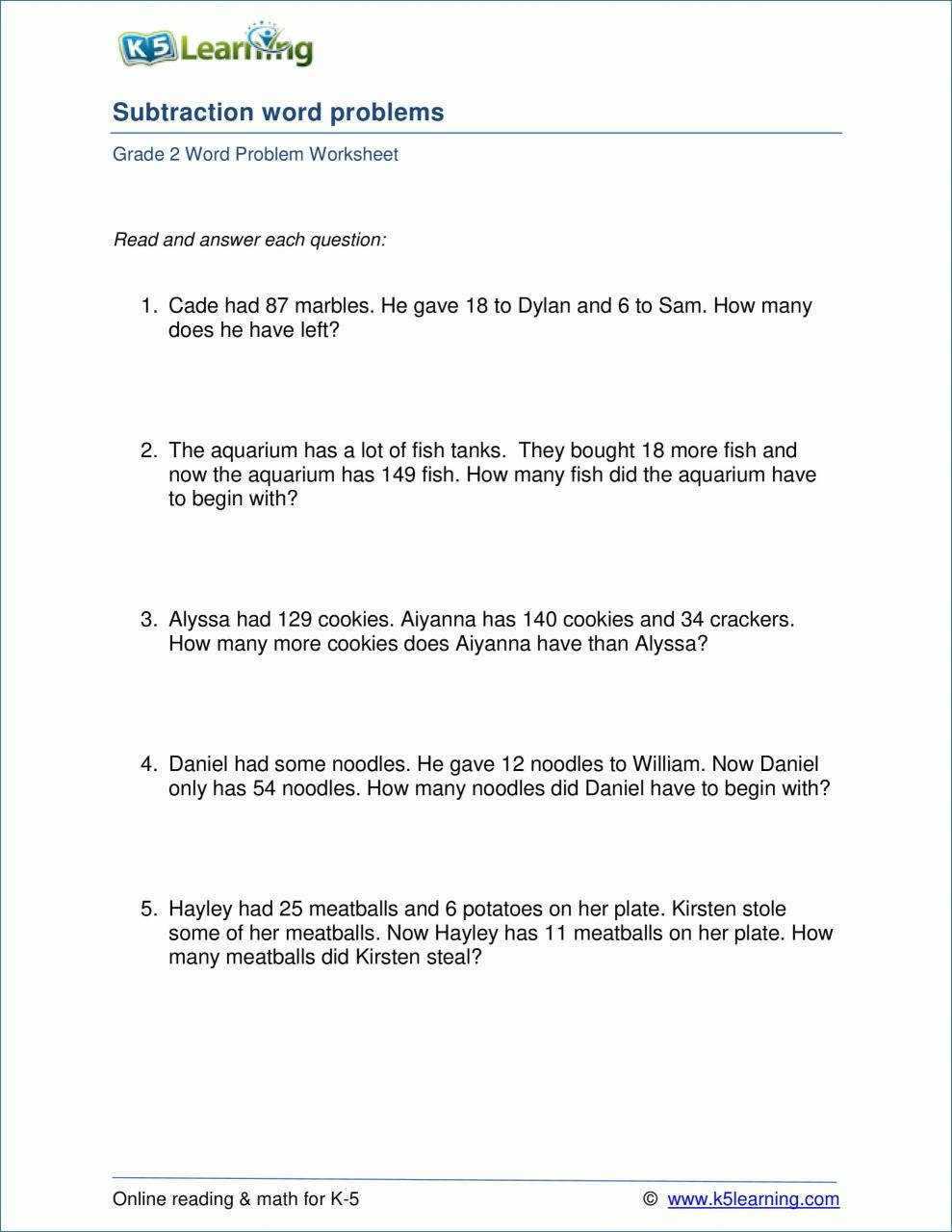 Fourth Grade 4th Grade Maths Word Problems For Grade 4 Addition And Subtraction