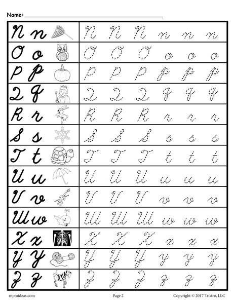 Printable Cursive Alphabet Tracing Worksheets