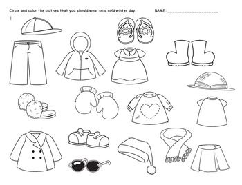 Summer Clothes Worksheets For Kindergarten