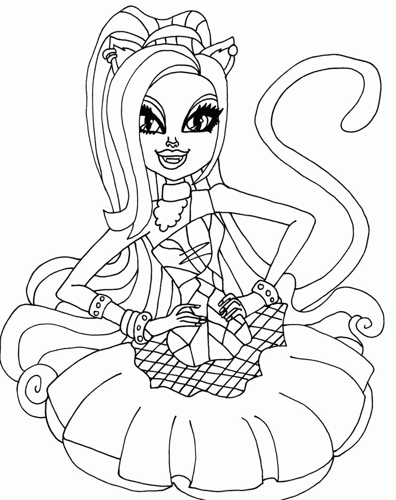 Monster High Coloring Pages Catty Noir