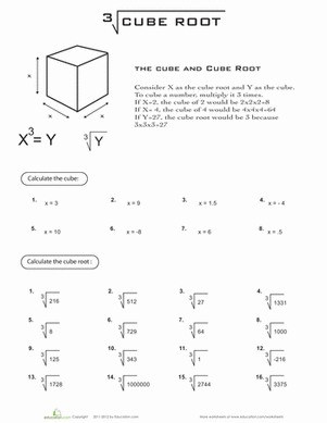 7th Grade Square Root Worksheets