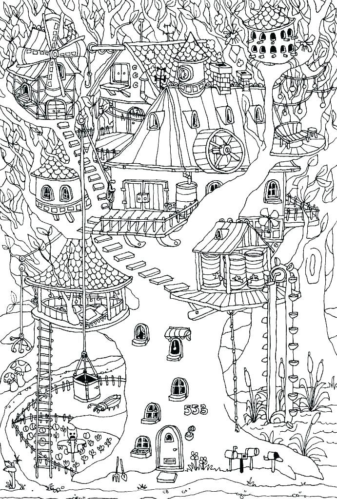 Tree House Colouring Pictures