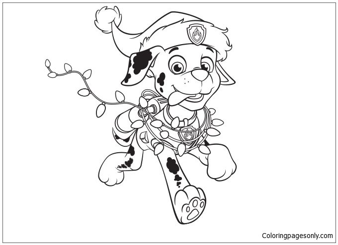 Easy Paw Patrol Christmas Coloring Pages