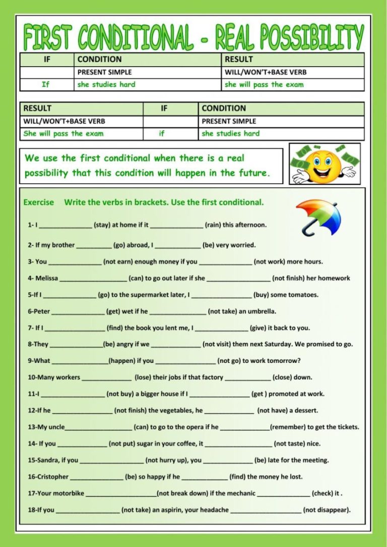 Zero And First Conditional Exercises Worksheets
