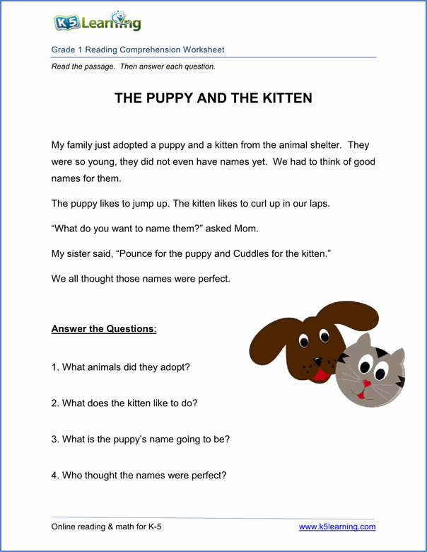 Comprehension Worksheets K5 Learning Grade 2