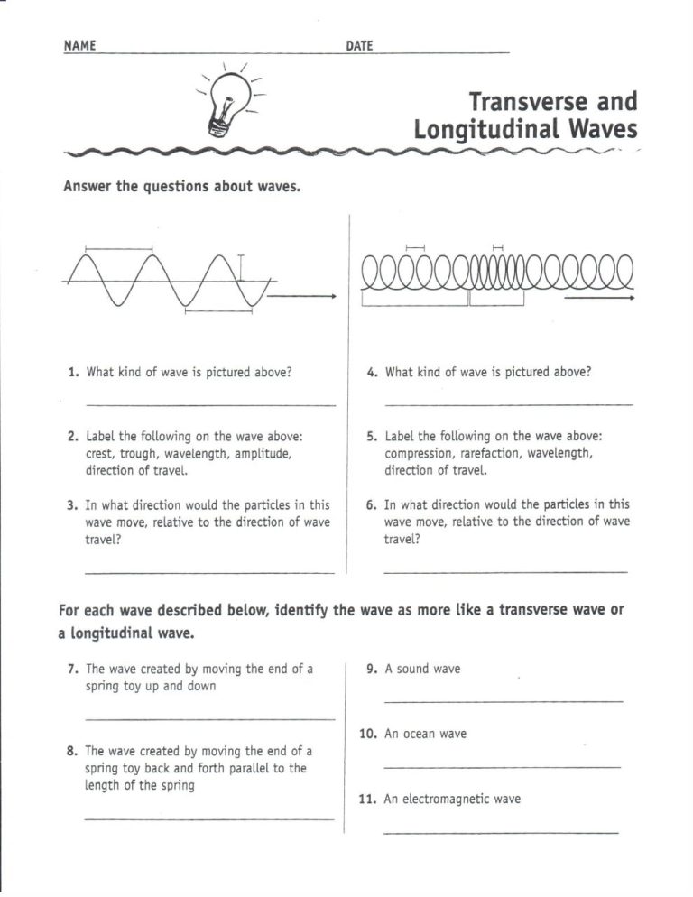 Properties Of Waves Worksheet Pdf
