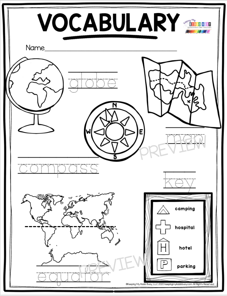 1st Grade First Grade Geography Worksheets