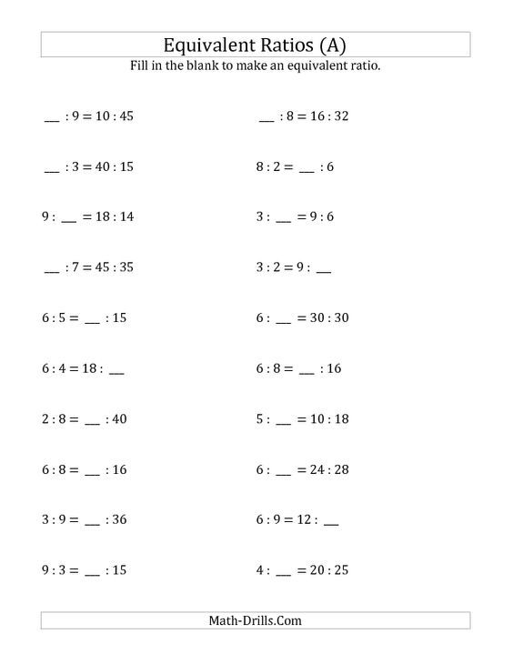 Answer Key Equivalent Ratios Worksheet 6th Grade Answers