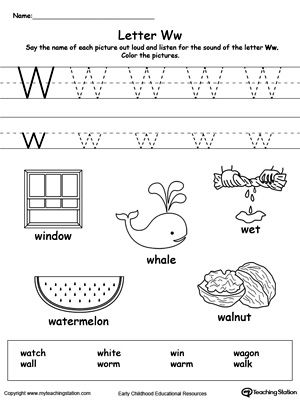 Printable Letter W Worksheets For Kindergarten