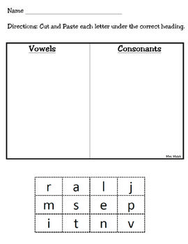 Vowels And Consonants Worksheets For Preschoolers