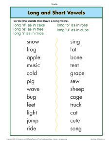 2nd Grade Vowels Worksheets For Grade 2
