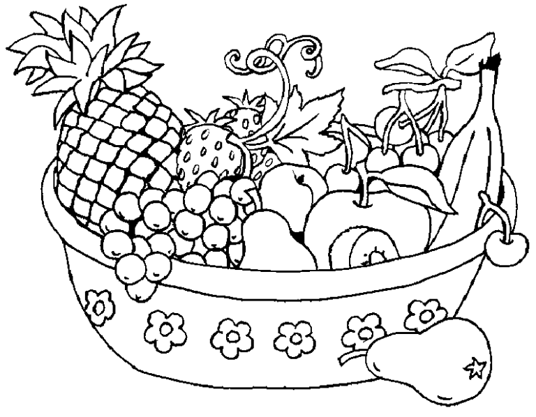 Summer Fruit Basket Pictures For Colouring
