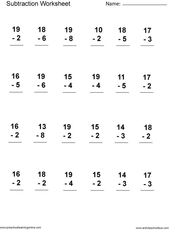 Printable Homework Math Problems For 1st Graders