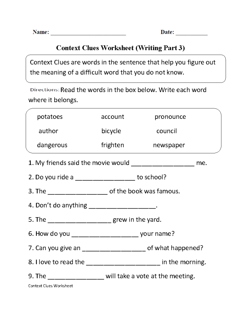 Printable 5th Grade English Worksheets Pdf