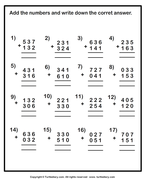 Three Digit Addition And Subtraction Without Regrouping