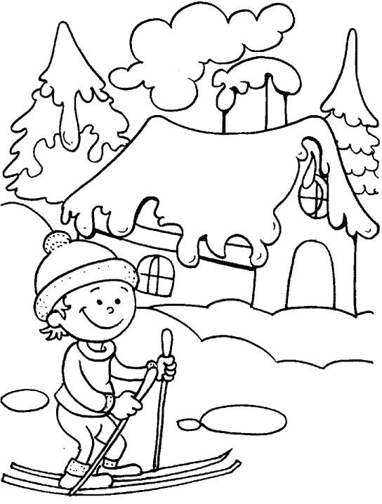 Kids Coloring Pages Winter Season Drawing
