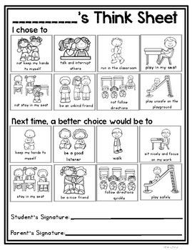 Printable Think Sheet Kindergarten