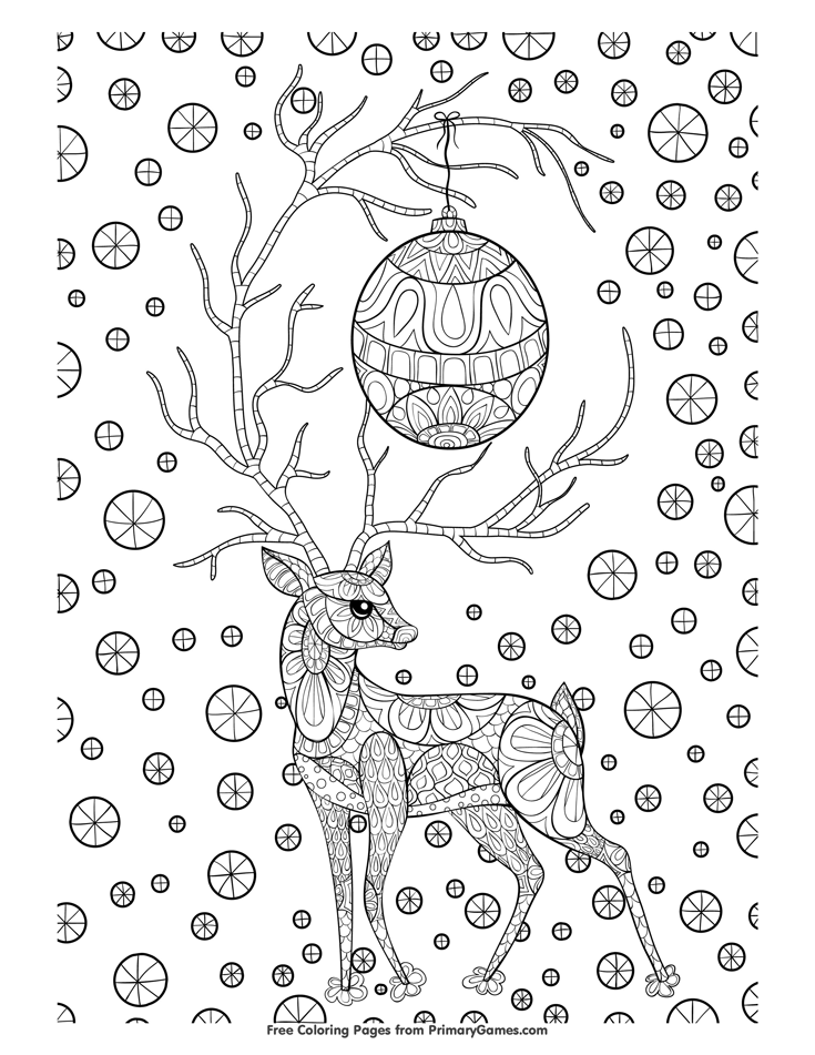 Reindeer Christmas Coloring Pages For Kids