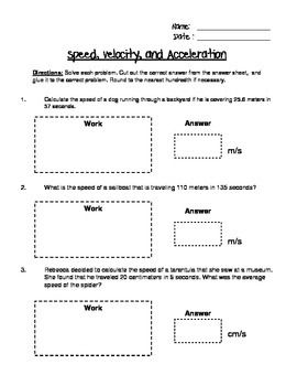 Speed And Velocity Practice Worksheet Answer Key
