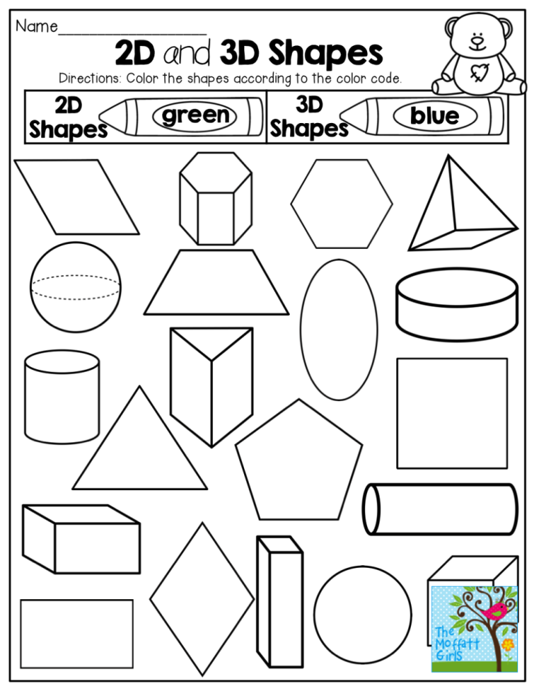 Free Printable Coloring Shapes Worksheets For Kindergarten