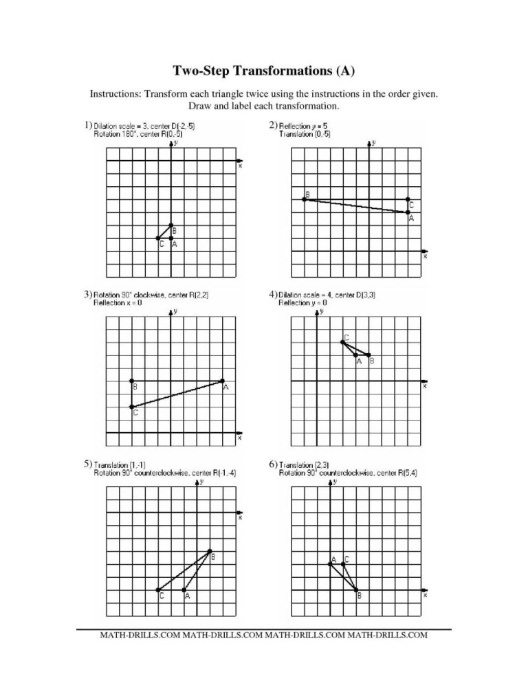 Geometric Transformations Worksheet Pdf