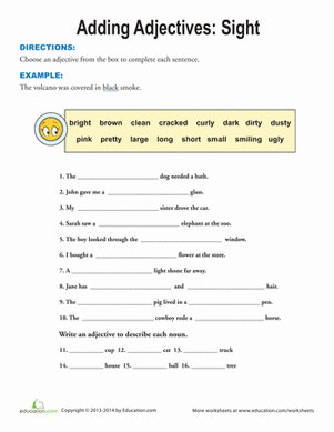 Pdf Second Grade Adjectives Worksheets For Grade 2