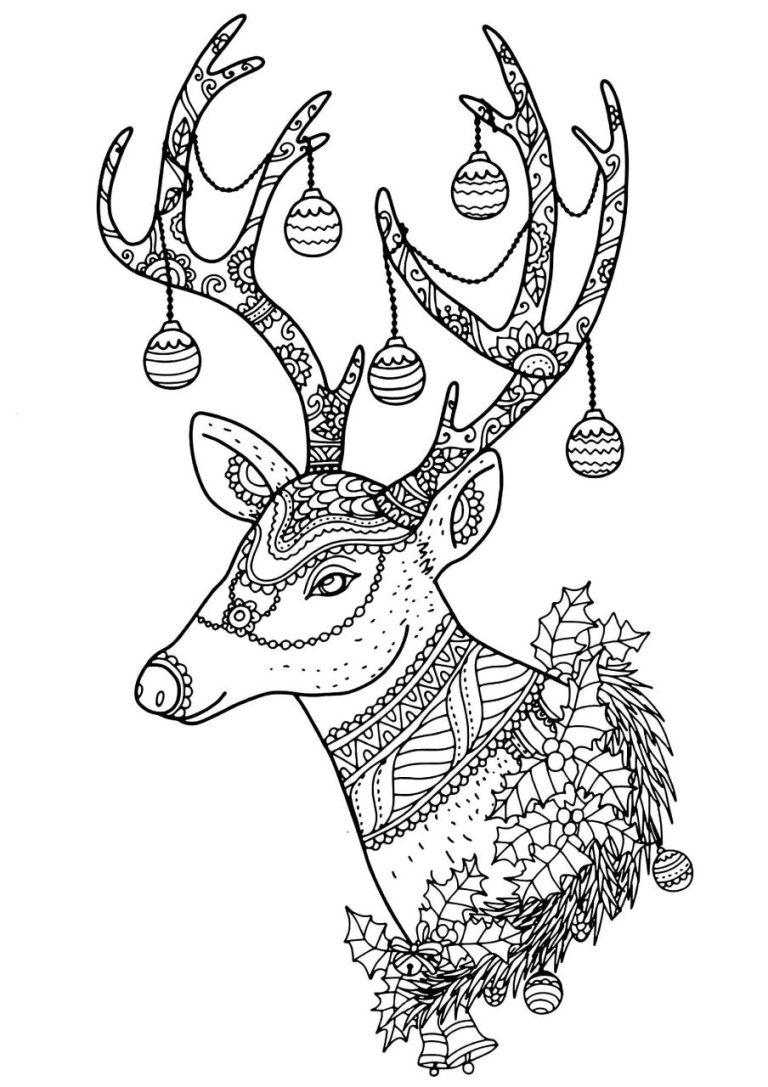 Printable Reindeer Christmas Coloring Pages