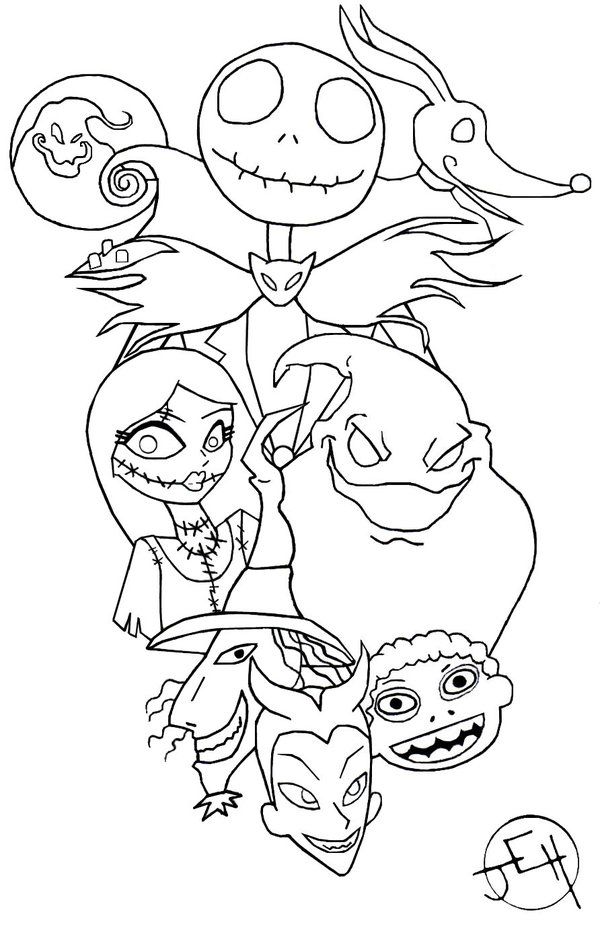 Printable Nightmare Before Christmas Coloring Pages For Adults