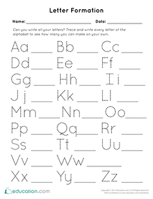 Letter Formation Practice Sheets Free