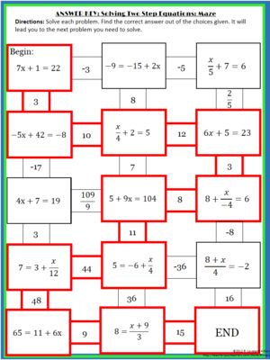 Gina Wilson All Things Algebra Two Step Equation Maze Answer Key