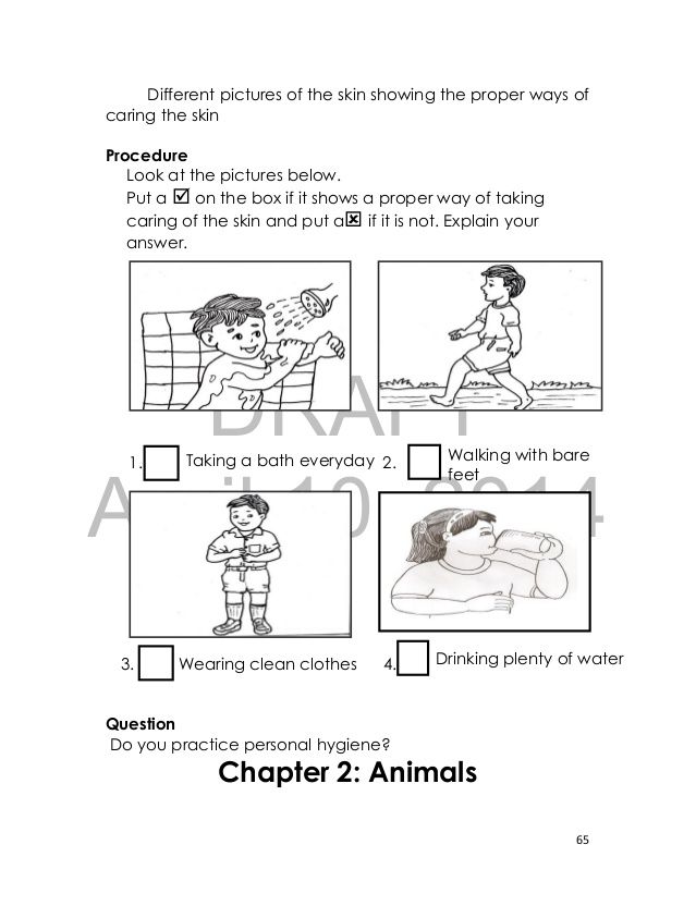 Personal Hygiene Keeping Clean Worksheets For Grade 1