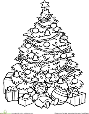 Christmas Tree Coloring Book Page