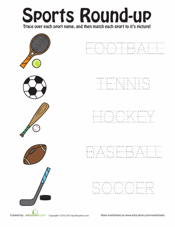 Preschool Sports Worksheets Pdf