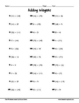 Adding And Subtracting Positive And Negative Numbers Worksheet Tes