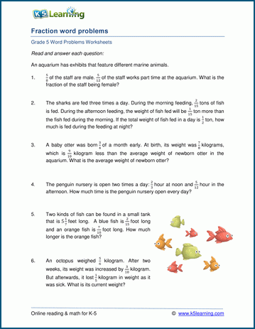 7th Grade Fraction Word Problems Grade 7 Worksheets
