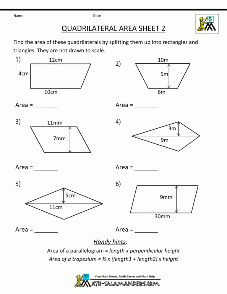 Grade 6 6th Grade Geometry Worksheets Pdf