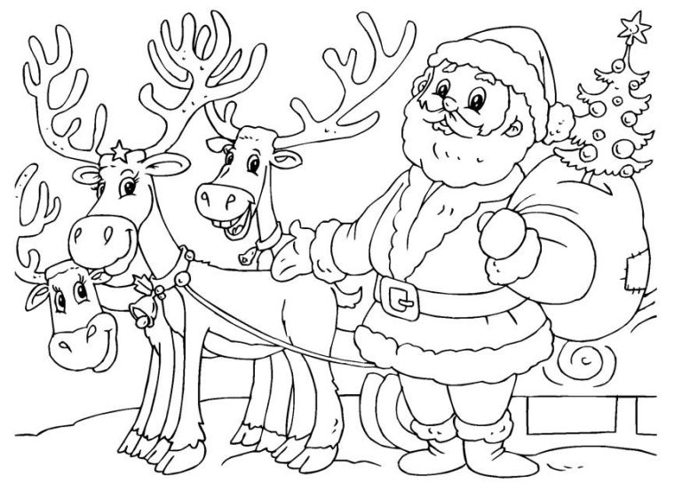 Reindeer Santa Christmas Coloring Pages