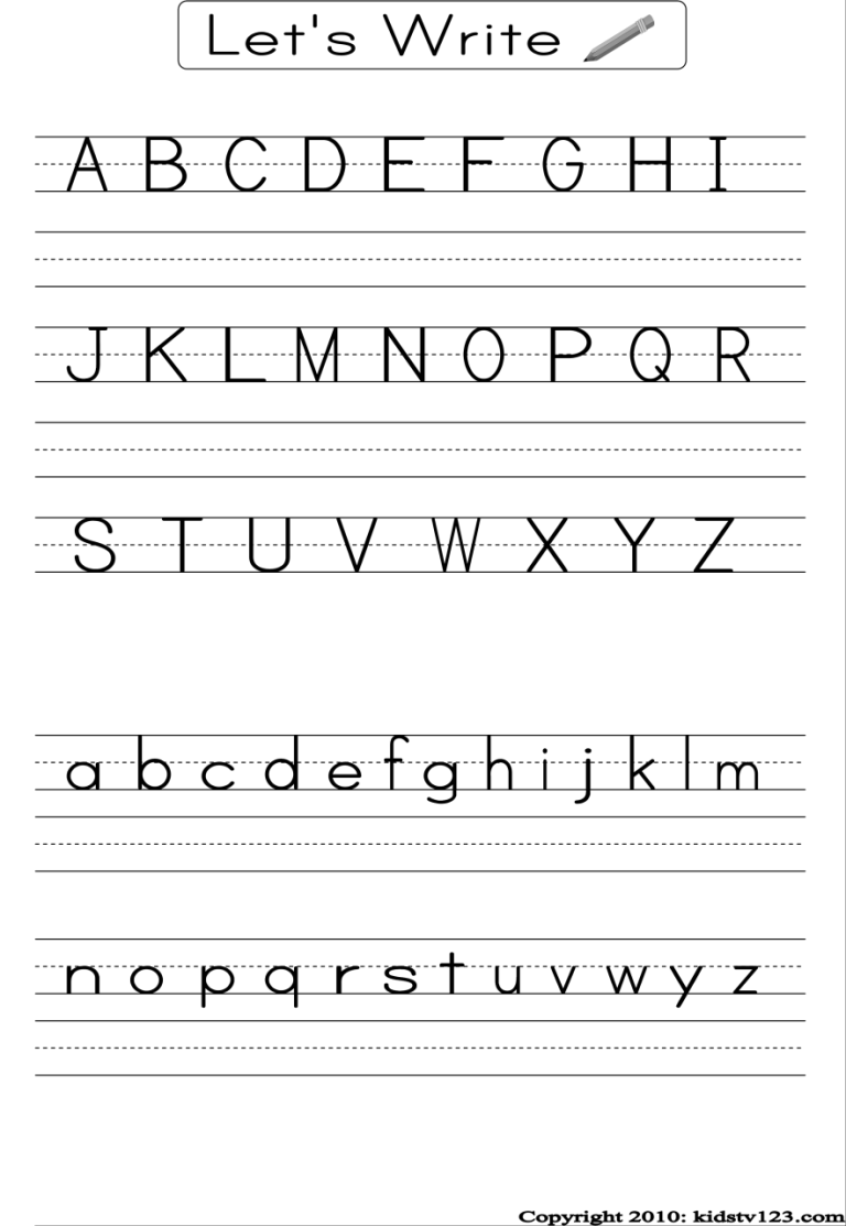Printable Alphabet Handwriting Practice Sheets