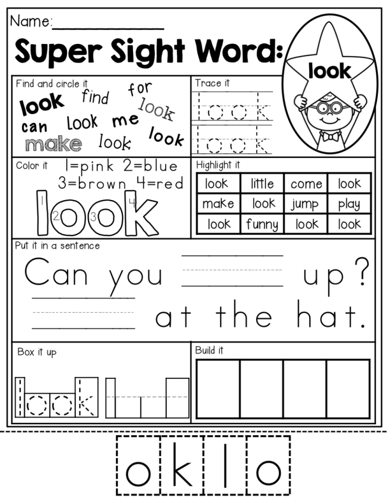 Sight Word Can Worksheet Kindergarten