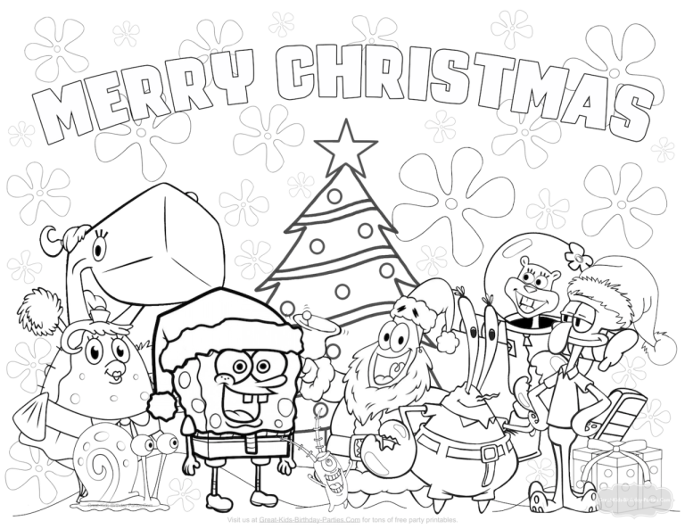 Free Printable Spongebob Christmas Coloring Pages