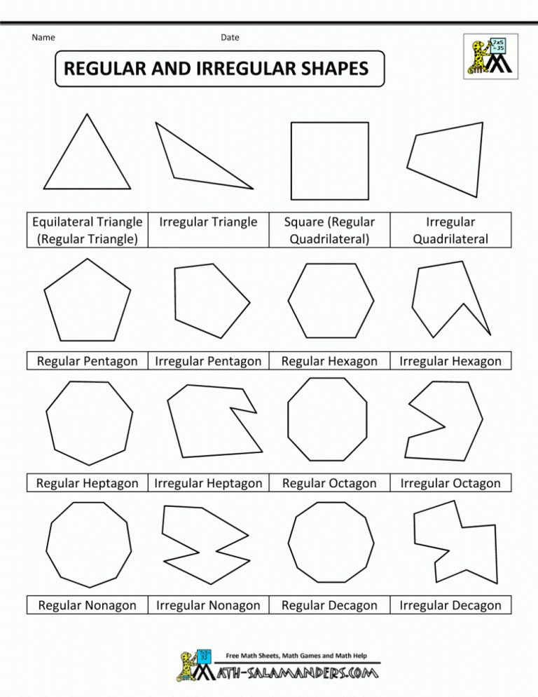 Naming Polygons Worksheet Pdf