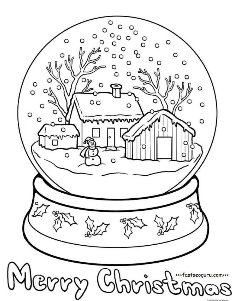 Printable Christmas Snow Globe Coloring Pages