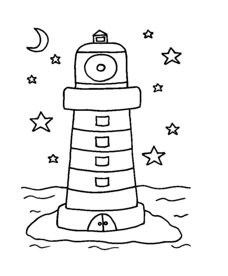 Nautical Lighthouse Coloring Pages