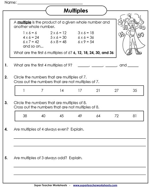 Multiples And Factors Worksheet For Class 4