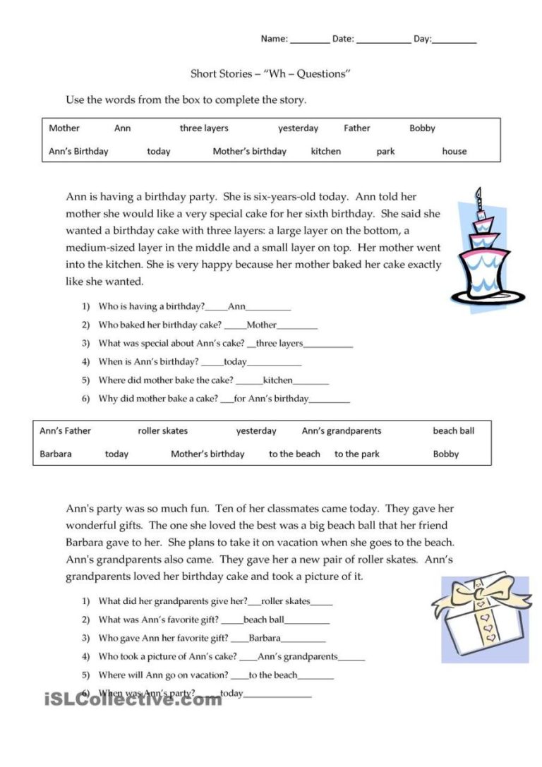 6th Grade Short Reading Comprehension For Grade 8 With Questions And Answers Pdf