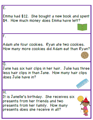 Mixed Addition And Subtraction Word Problems For Grade 1 With Pictures