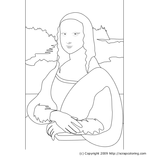 Outline Mona Lisa Coloring Page
