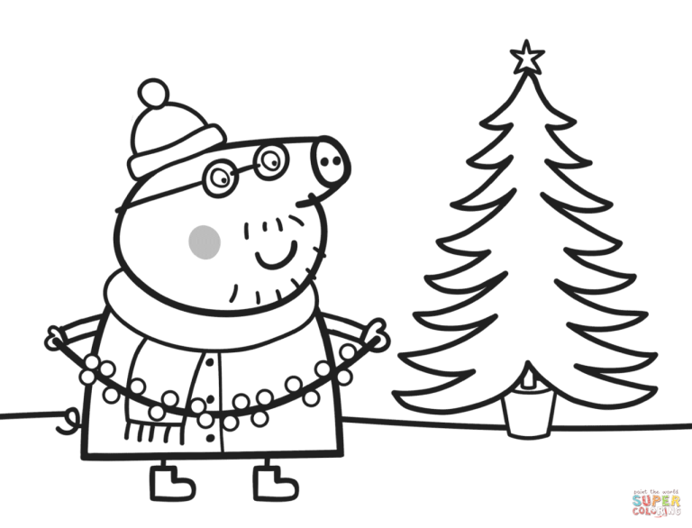 Winter Peppa Pig Christmas Coloring Pages