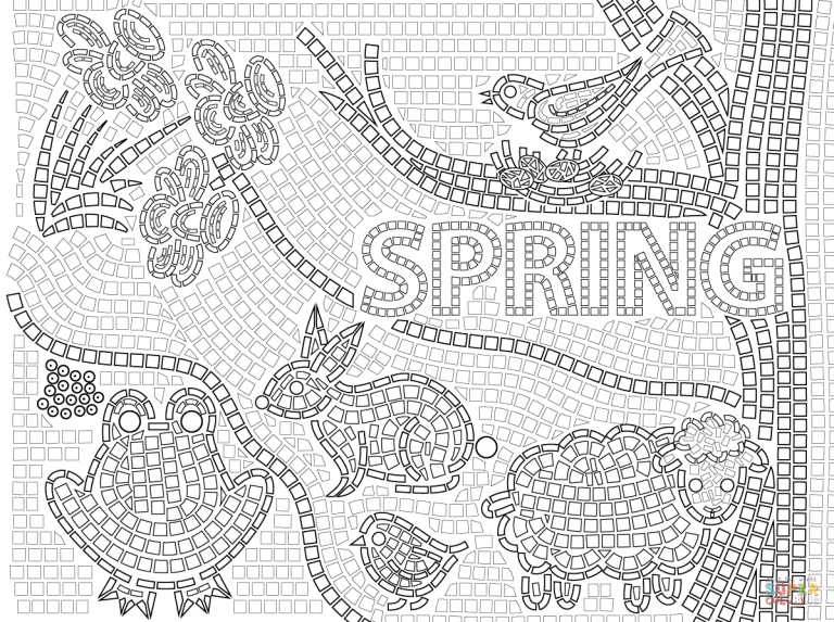 Free Printable Christmas Mosaic Coloring Pages